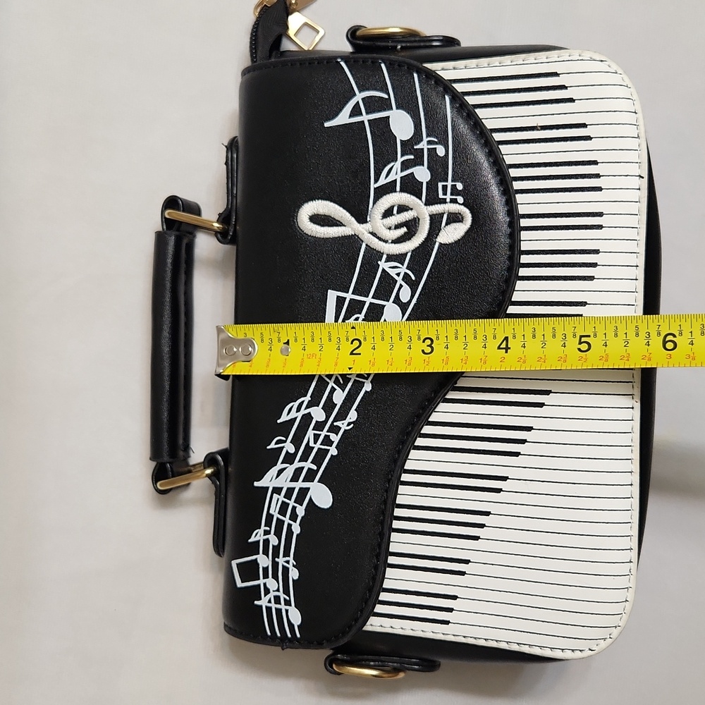 Musical Note Piano Black and White Hand And Shoulder Bag - Picture 6 of 13
